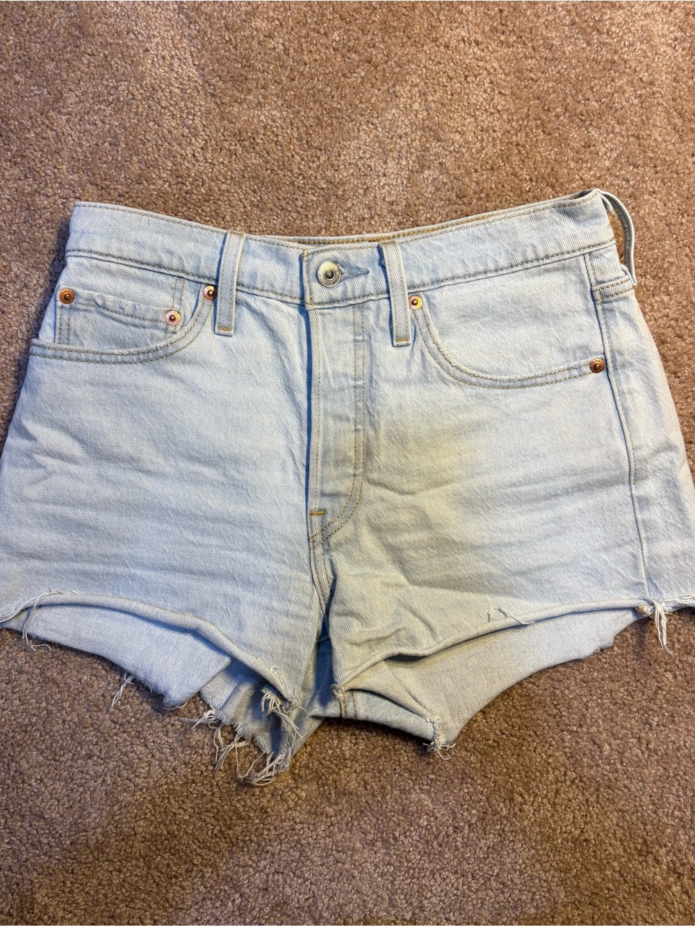 Light Wash Denim Cutoff Shorts - Women